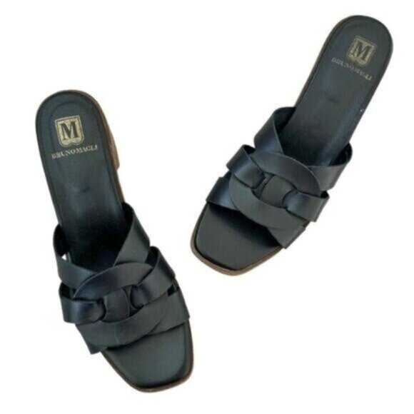 NWOB Bruno Magli Aria Block Heel Slide Sandal Black Size 9.5 - Picture 4 of 11